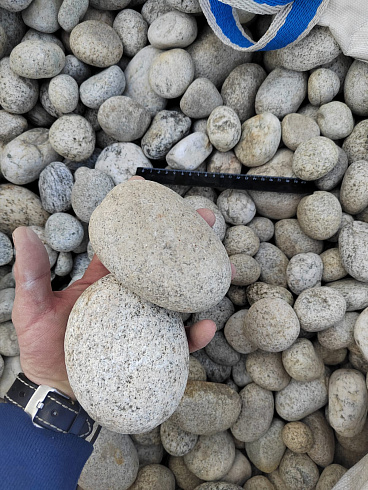 Kamenclub.ru: Галька речная окат (серо-белая) фр. 70-120 мм купить  в Королеве галька галечник бело-серая, серо-белая, серая, белая речная природная галька  8000 руб/т   фото КАМЕНЬ КЛУБ