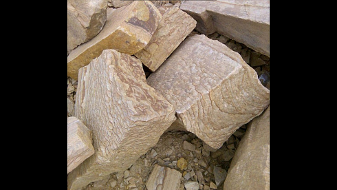 Kamenclub.ru: Песчаник пластушка желтый с рисунком (4-6 см)  купить в Королеве плитняк пластушка желтый с рисунком песчаник 9 000 руб/м3   фото КАМЕНЬ КЛУБ