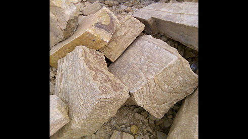 Kamenclub.ru: Песчаник пластушка желтый с рисунком (4-6 см)  купить в Королеве плитняк пластушка желтый с рисунком песчаник 9 000 руб/м3   фото КАМЕНЬ КЛУБ