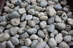 Kamenclub.ru: Речной валун (Ассорти) фр.100-300 мм.  купить в Королеве галечник серый, темно-серый, светло-серый речная галька крупных размеров 4200 руб/т   фото КАМЕНЬ КЛУБ